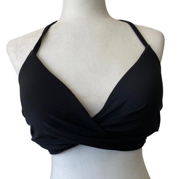 Shade & Shore Black Swim Bra Top Halter Underwire SZ 36C - Picture 1 of 9